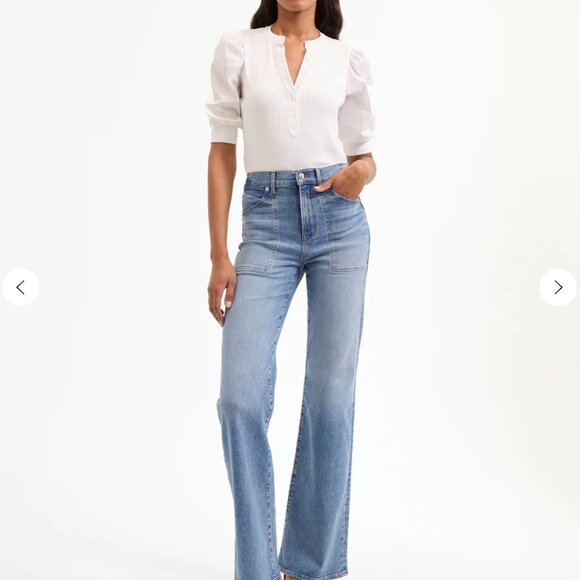 Veronica Beard White Coralee Puff Sleeve Top in Medium - Picture 4 of 6